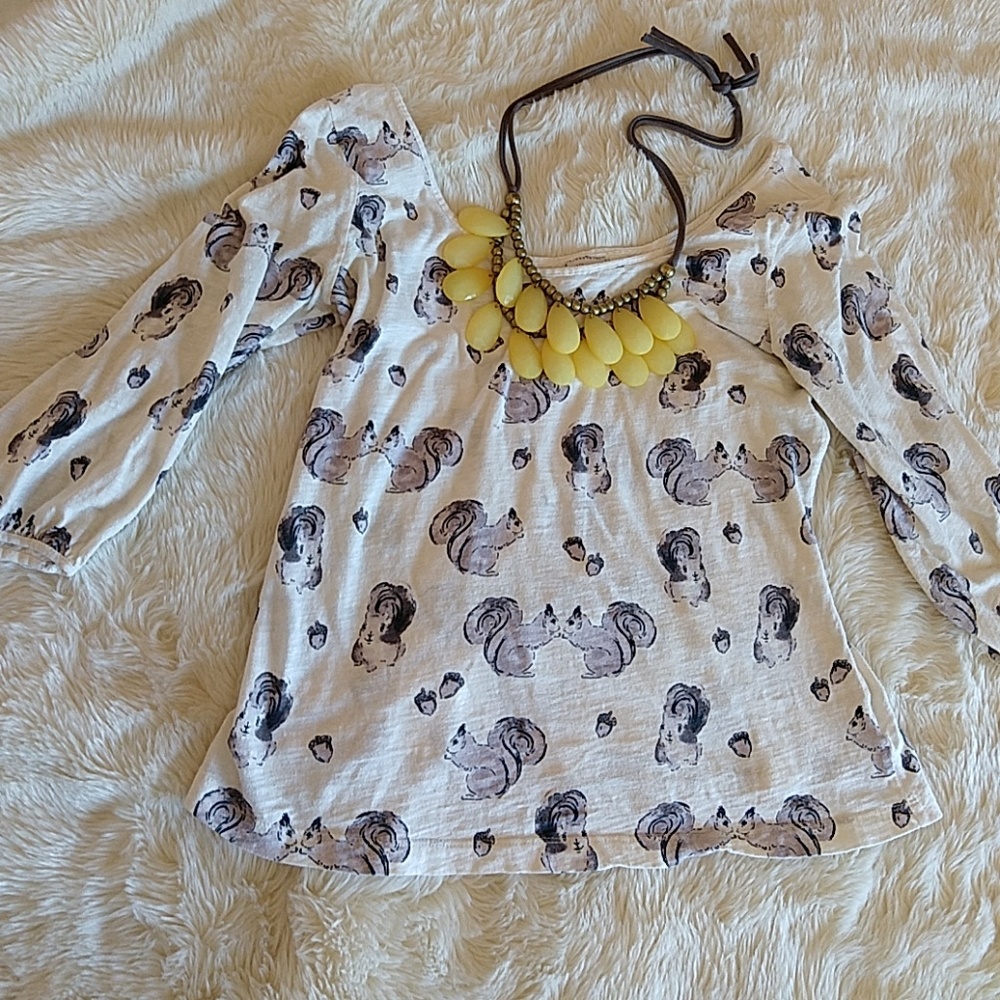 Boat Neck Anthropologie Squirrel Tee